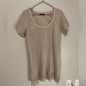 Orfeo Negro Silk Blend Dress Cream Embroidered Floral Edging (Missing Belt) SM